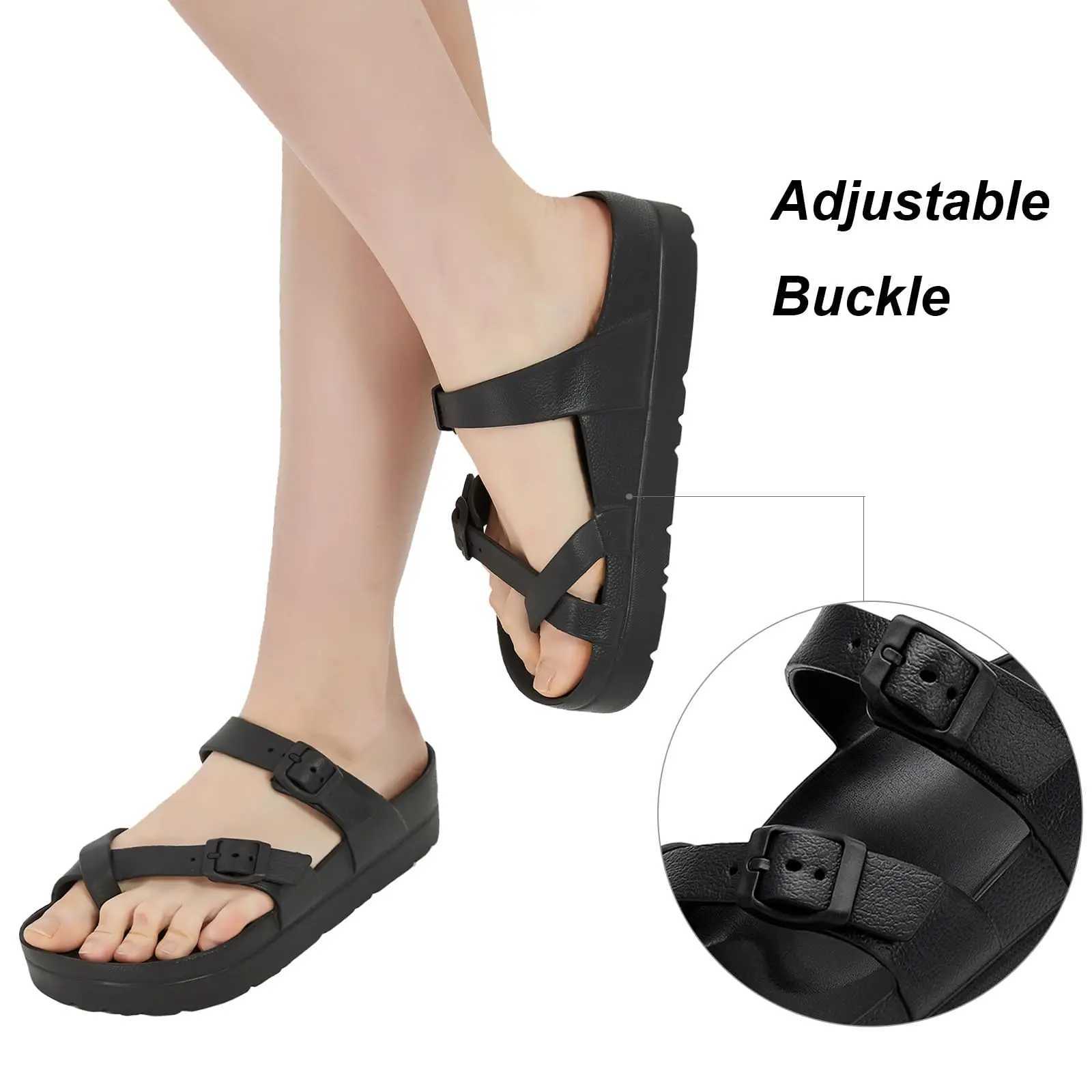 Bebealy Womens Platform Sandals with Arch Support Adjustable Beach Sandal Woman Comfort Lightweight Ultra Cushion Slides Z250617