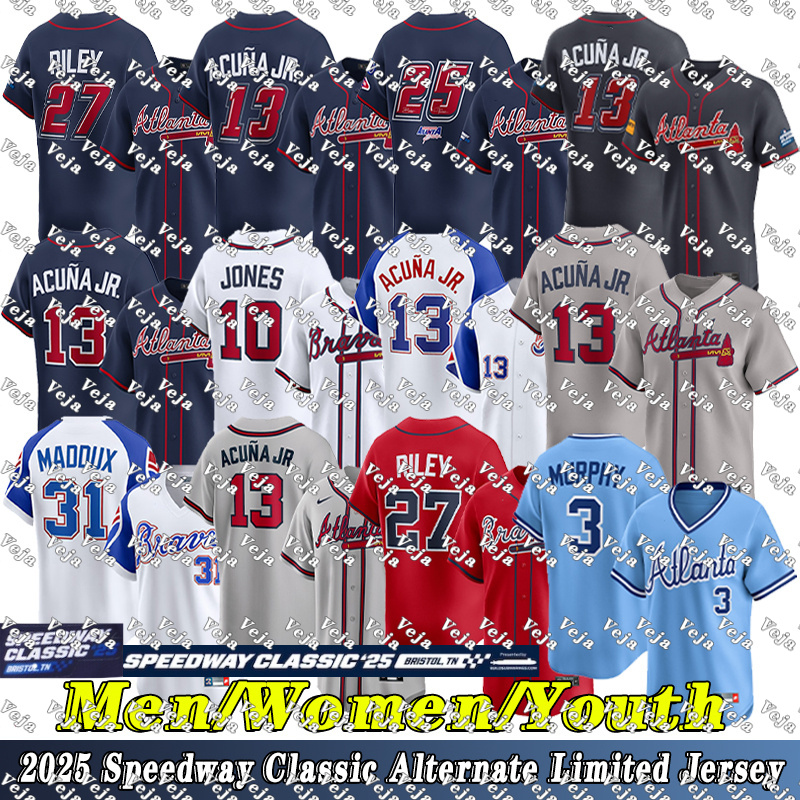 Ronald Acuna Jr. Jersey #1 Ozzie Albies Speedway Classic Alternate Limited Jersey Spencer Strider Grant Holmes Custom City Baseball Jerseys Braves Jerseys