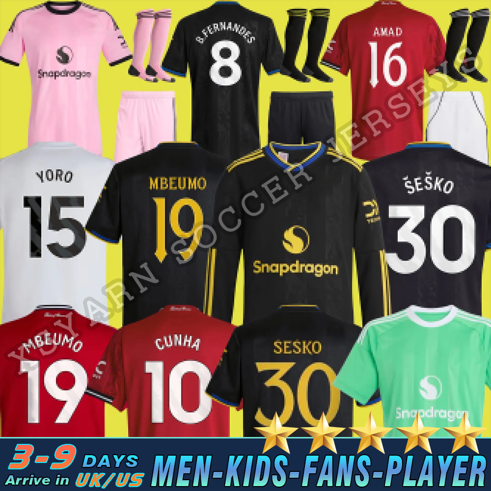 25 26 DE LIGT HOJLUND MAINOO MOUNT football shirt Soccer Jersey Pre match Stone Roses MARTINEZ CASEMIRO B. FERNANDES 24 25 26 kit kids tops YORO DORGU Mount AMAD CUNHAAAA