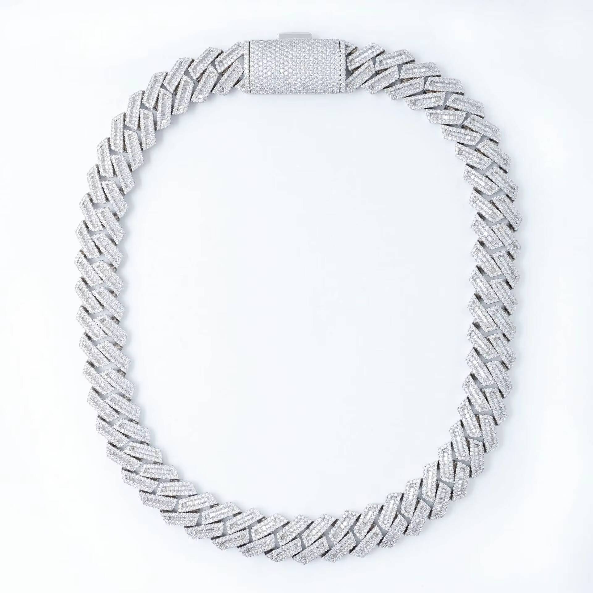 Cuban Link Chain Hiphop 925 Sterling Silver Diamond Tester Moissanite Rose Gold Plated Full Jewelry Necklace Chain