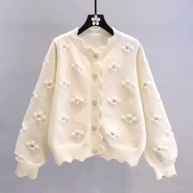 Round O Neck Womens Cardigans Flower 2025 Trending Fashion Korean Streetwear Trend Youth Style Chic Solid Ladies Knit SweatersT251101