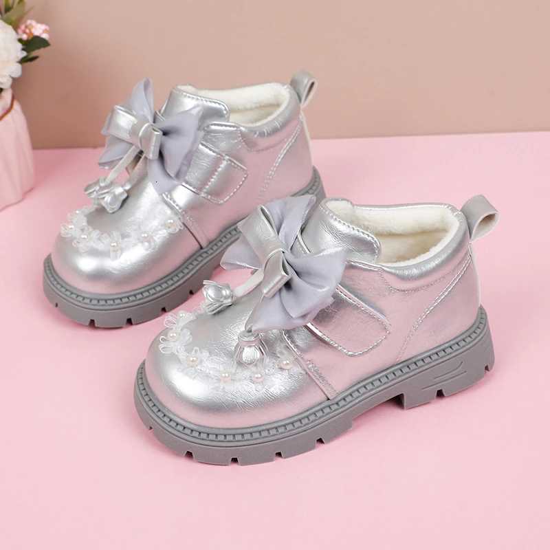 Kids Princess Flat Shoes with Big Bowknots Girls Leather Shoes Korean Style 2025 Winter New Children Casual Fashion Shoes SoftT251101