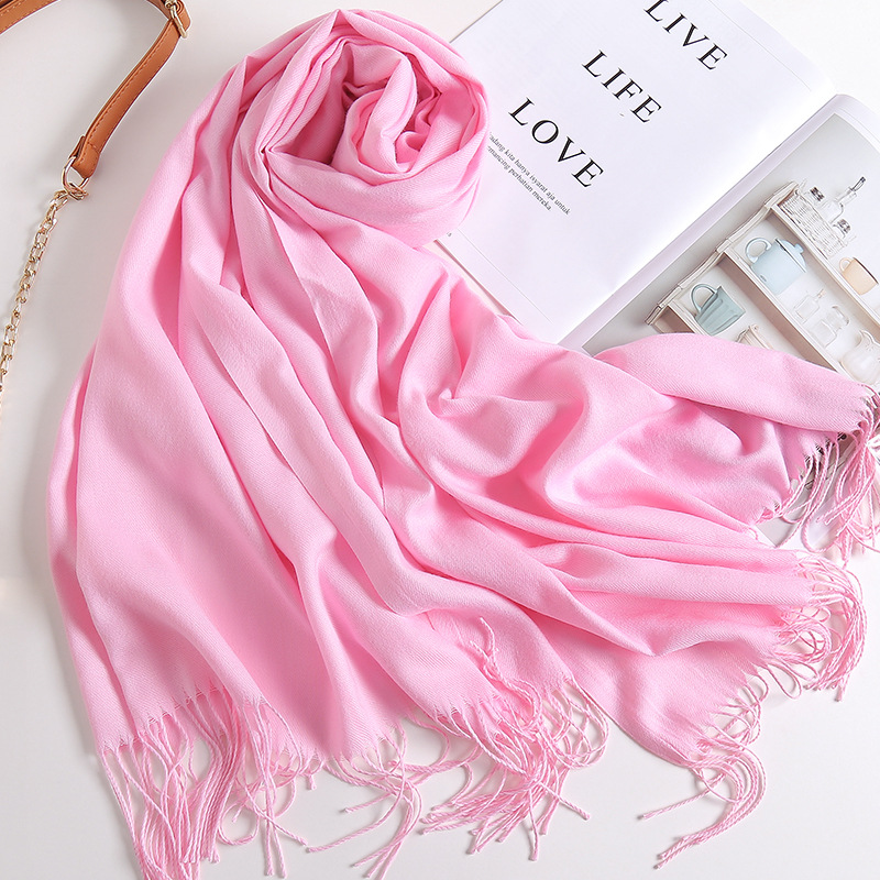 K275 2024 new solid color scarf European and American versatile men and women gift long scarf imitation cashmere tassel air conditioning large shawl w