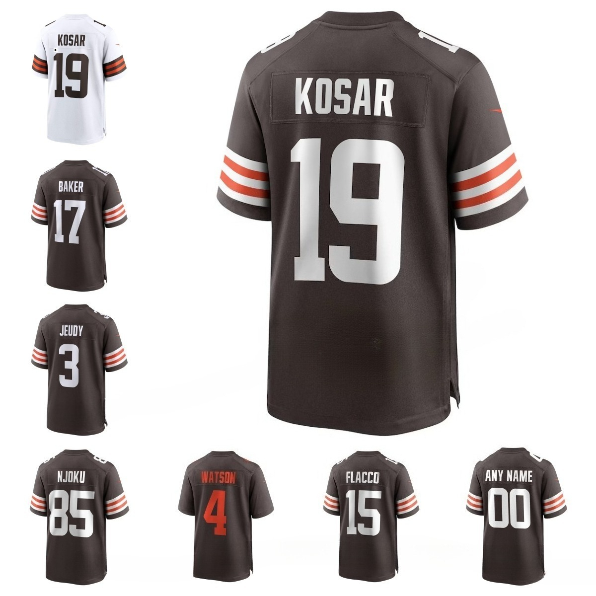 2025 NFL Browns Shedeur Sanders Quinshon Judkins Myles Garrett Joe Flacco Nick Chubb David Njoku Bernie Kosar Jarvis Landry Jerry Jeudy Joe Thomas Football Jersey
