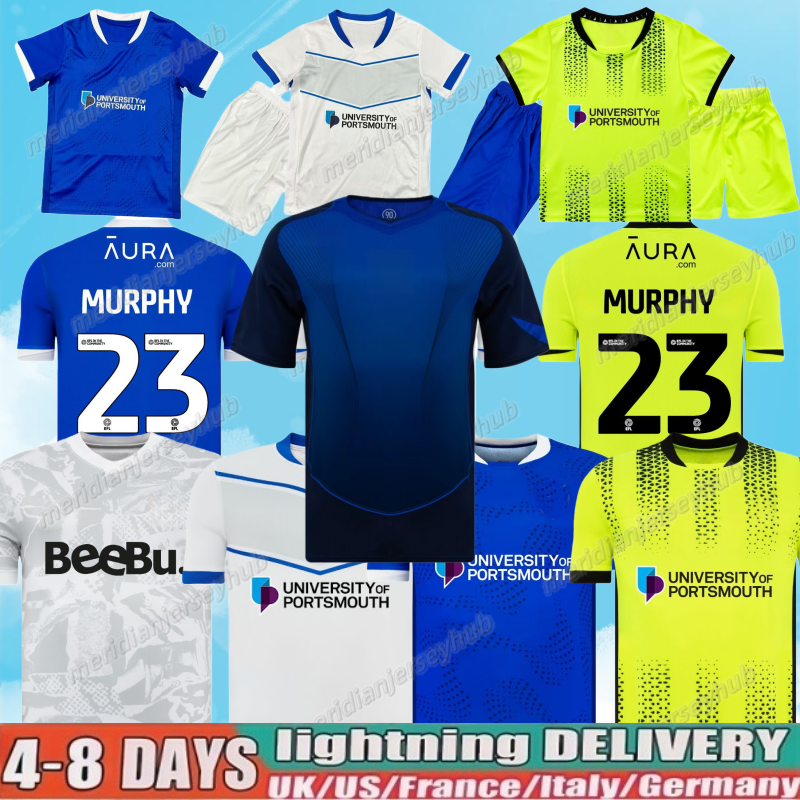 25 26 Portsmouth Soccer Jerseys 2025 2026 home AWAY third 3rd RITCHIE BISHOP 9 YENGI 10 football shirt maillots adult camesita de futol men size S-XXL Men kids uniforms