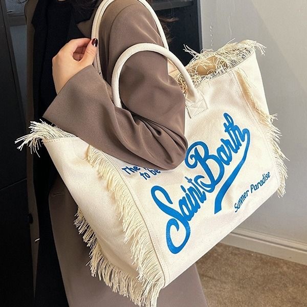 Evening Bags Spring Summer Leisure Holiday Tourism Canvas Stripe Handmade Tassel Handbag Tote Bag St barts travel bag yellow stiped bags