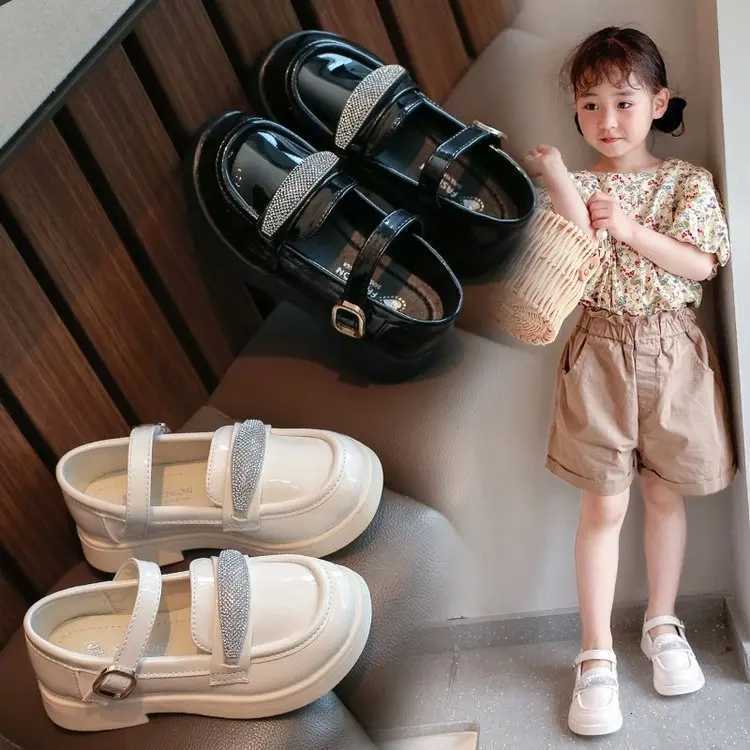 Genuine leather girls black little leather shoes 2025 new soft soled British style princess shoes for student performancesT251101