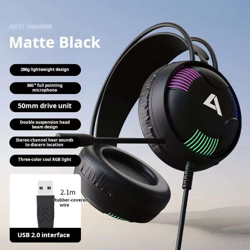 Three-Color Cool Rgb Light Functional Features Gaming Earphones Headsets With Mic