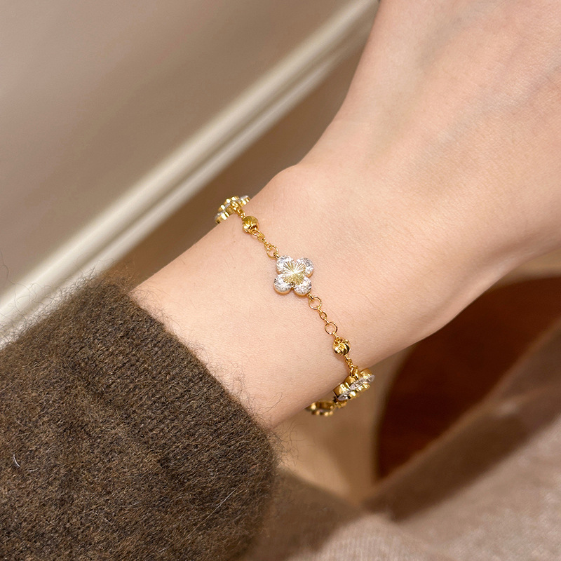 New Zircon Round Flower Adjustable Bracelet Korean Style Sweet Elegant Luxury High-end Jewelry - view 5