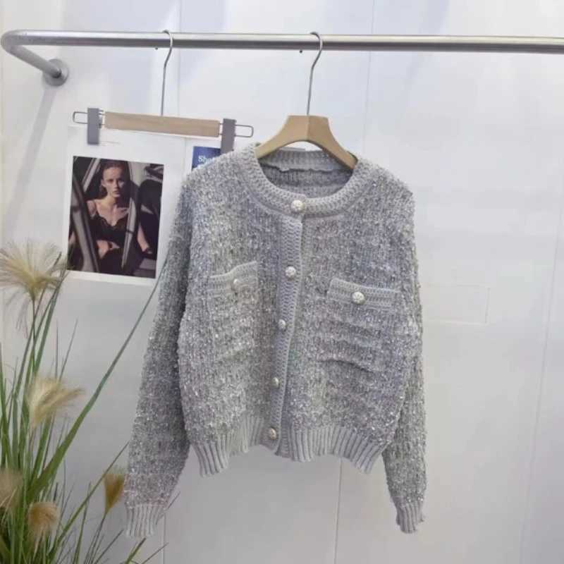 Elegant O Neck Women Cardigan Short Sweater Jacket New Autumn Fashion Loose Knitted Cropped Long Sleeved Singlebreasted CoatsT251101