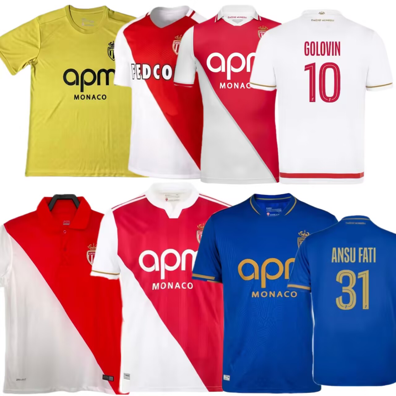 Monaco football jersey Retro classic 97 98 16 17 14 15 25 26ZAKARIA MINAMINO AKLIOUCHE EMBOLO BALOGUN HENRY FALCAO GOLOVIN POGBA 2025 2026 soccer shirt
