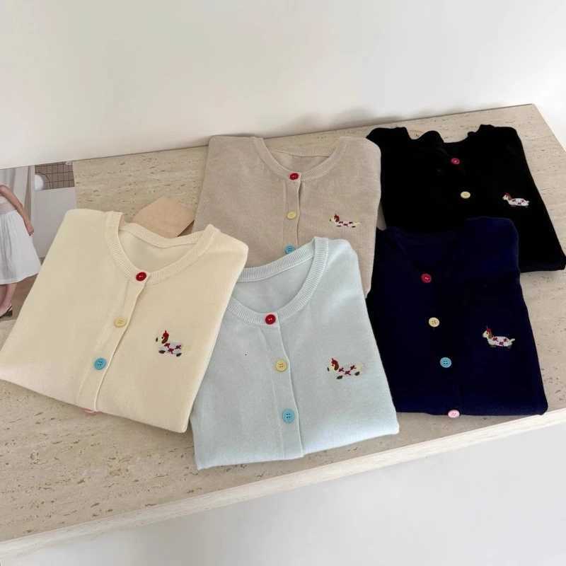 Autumn Winter 2025 Soft Elegant Oneck Loose Casual Sweaters Women Knitted Chic Embroidery Cardigan Basic Colorful Buttons TopsT251101