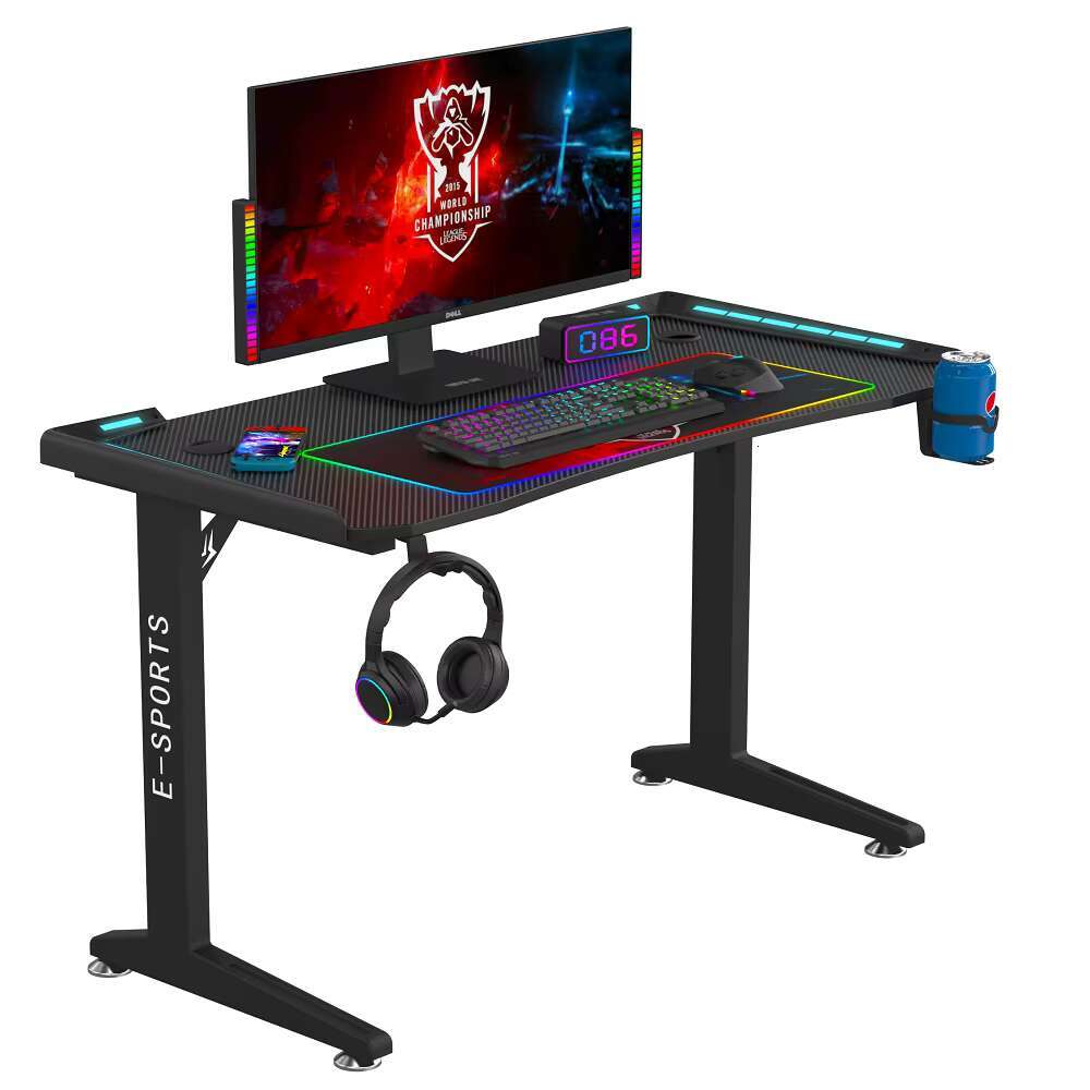 Factory Direct Sale Cheap Home Gaming PC Desk Kids Esports LED Feature Cool Design Style Wooden Material Melamine Surface Office