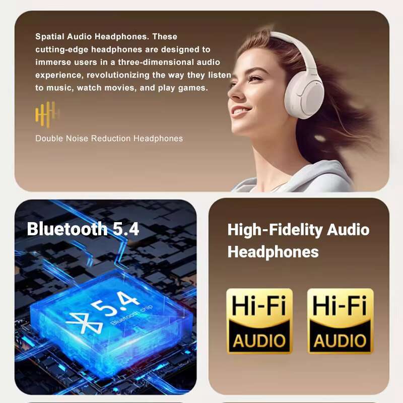 Customizable Active Noise Cancelg Wireless Headset HIFI Stereo Sports Earphones With Bass Gaming On-Ear & Over-Ear Headphones