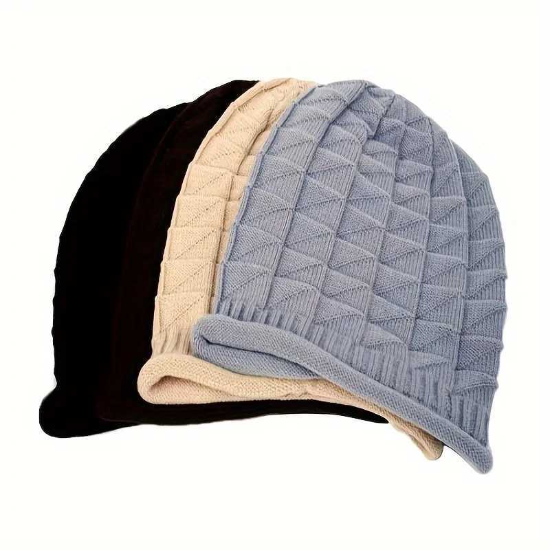 Lightweight Knit Cap Elastic Winter Knitted Beanie Hat with Fashionable Polyester Chunky Slouch and Hand Washable Ear WarmersXJ251101