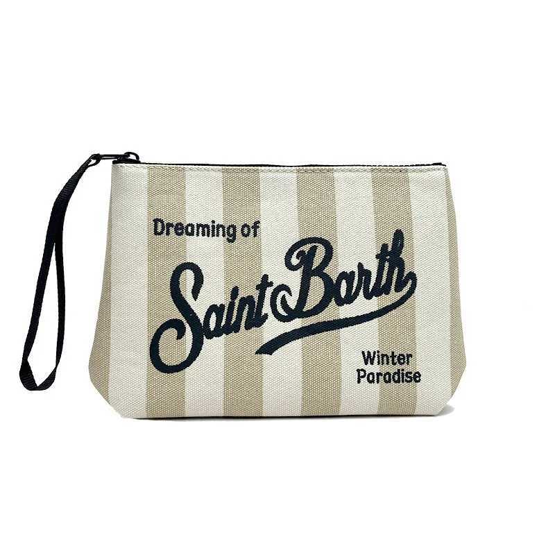 SAINT BARTH 2025 New Striped Canvas Handbag for Women European and American Clutch Bag Diving HandbagC250401