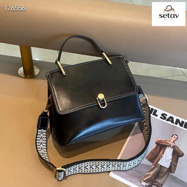 Leather Women's Handbag Hand-Held Shoulder Large Capacity Buckle Bag, Fashionable And Versatile Crossbody Bag Genuine Leather Zipper Bagvoyage