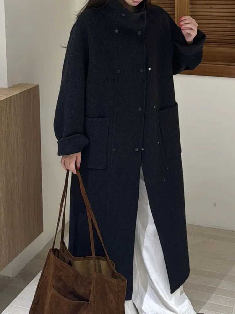 ZMEENNA Womens Mid Length Wool Blend Coat Warm Winter Outerwear Oversized Elegant Loose Fit Brown Camel ZM4432T251101