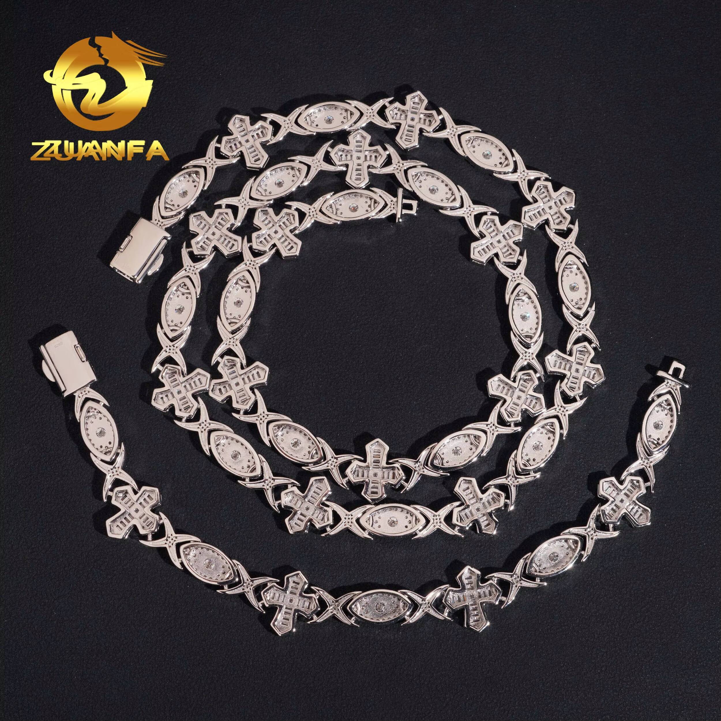 Cross Evil Eyes Moissanite Cross Necklace Bracelet Infinity Cuban Link Chain Moissanite Cuban Link Bracelet