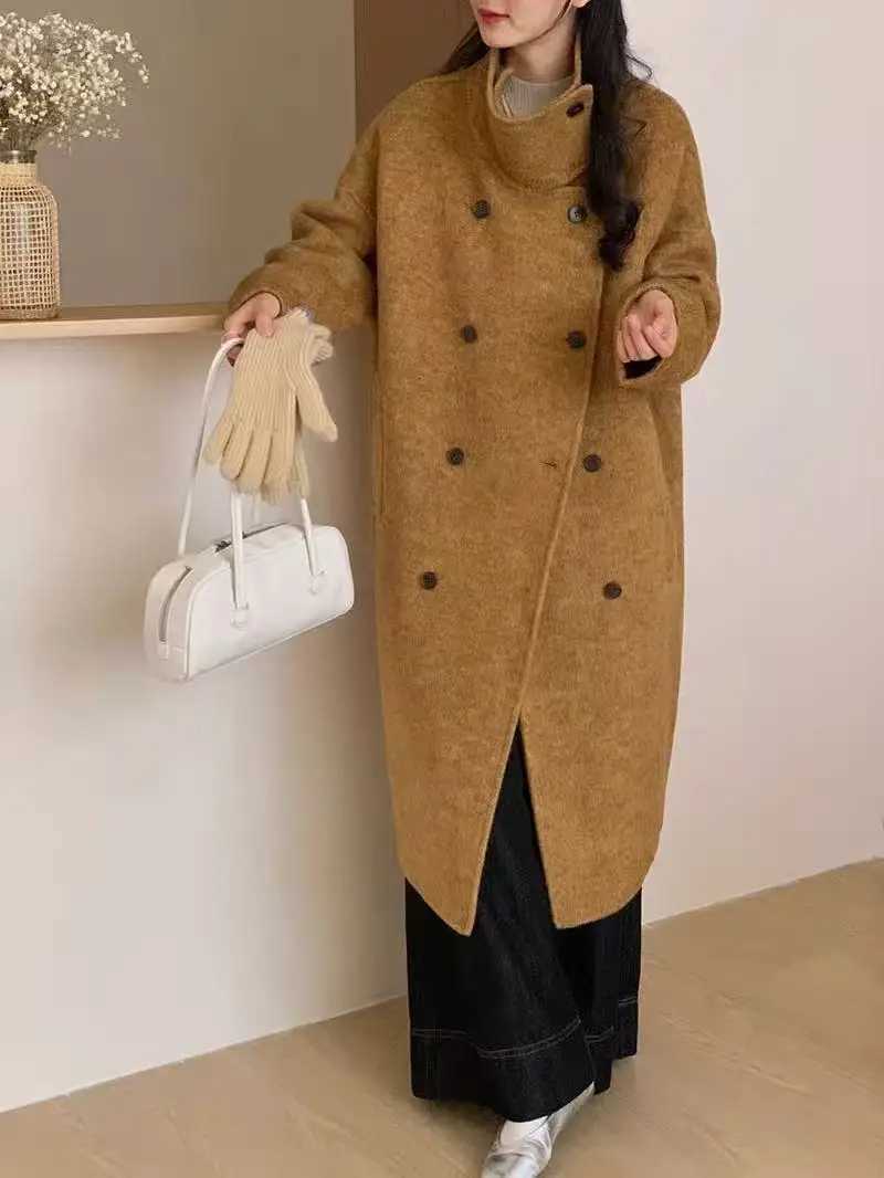 Fashion DoubleSided Cashmere Coat For Women In Autumn And Winter 2025 New Hepburn Style Woolen Long CoatT251101