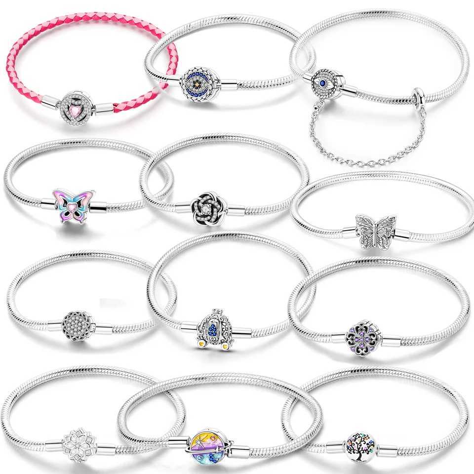 Original Heart Shell Butterfly Footprint Bracelet 925 Pure Silver Fit Brand My Charm Beads Fashion Womens Bracelet Jewelry Y250329