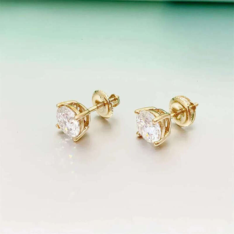 Hot Selg Top Quality Stud Earring Pass Dia Tester Screw Back Hip Hop 10K Solid Gold Earrings Moissanite Jewelry