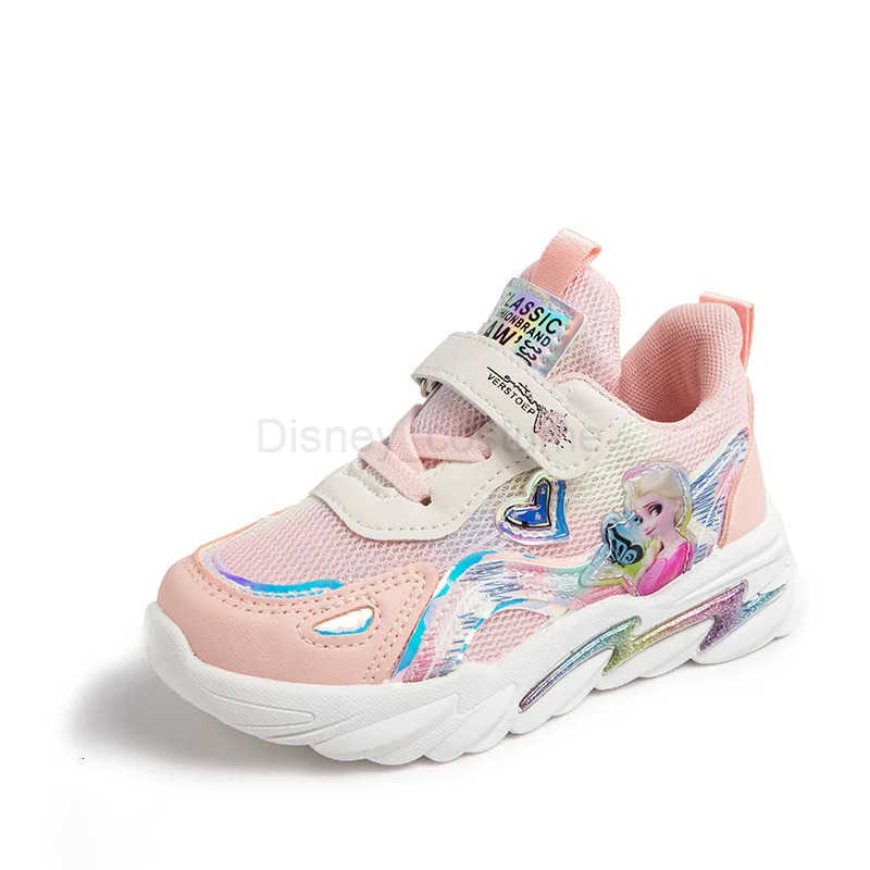 Disney Childrens Casual Shoes Girls Sneakers Mesh Priness Elsa Frozen Fashion Childrens Breathable Running Shoes Size 2138 H251101