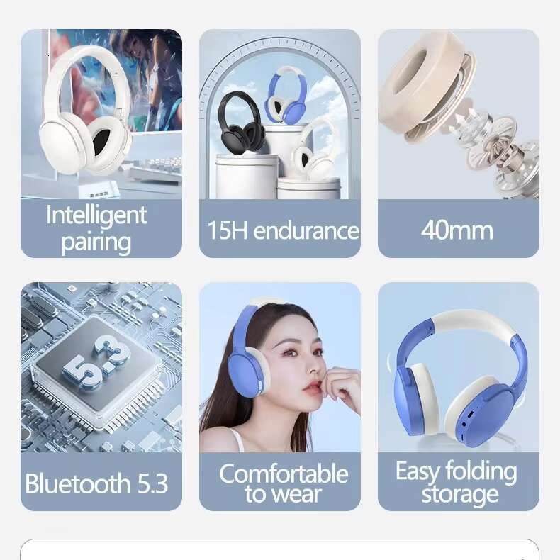 Vje907 JL Wireless for Bluetooth Earphones V5.3 Standard Head-Mounted Subwoofer LED Three Sound Noise Cancelg TWS Headphones