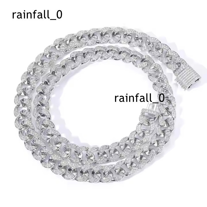 Exclusive 925 Silver Moissanite Diamond Miami Cuban Link 12mm Fully Bust Hip Hop Necklace Sparkling Bling Jewelry for Rappers