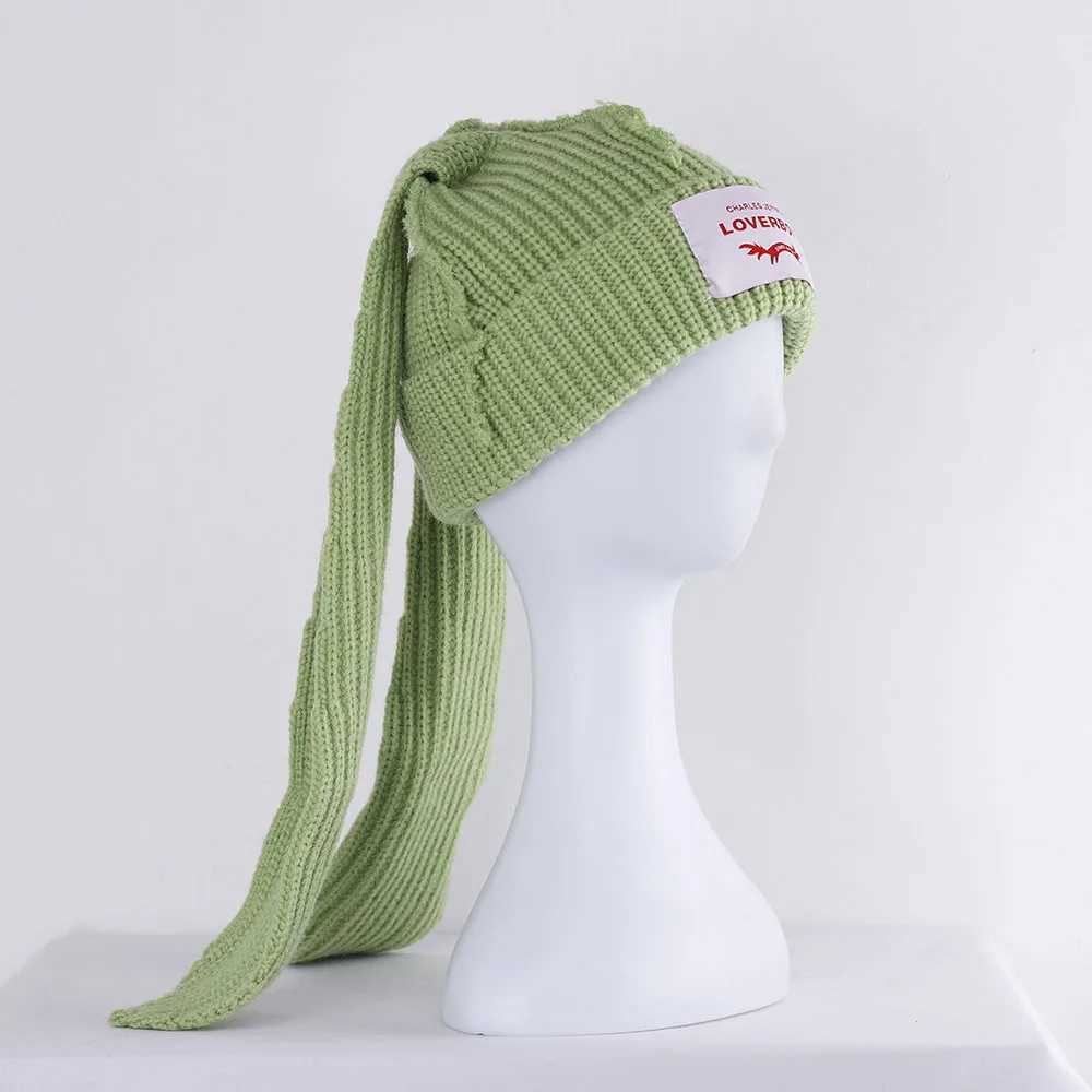 2024 Winter Skullies Cute Women Long ears Hat Crochet Knitted Hat Costume Beanie Hats Women christmas Gift Hiphop CAPXJ251101
