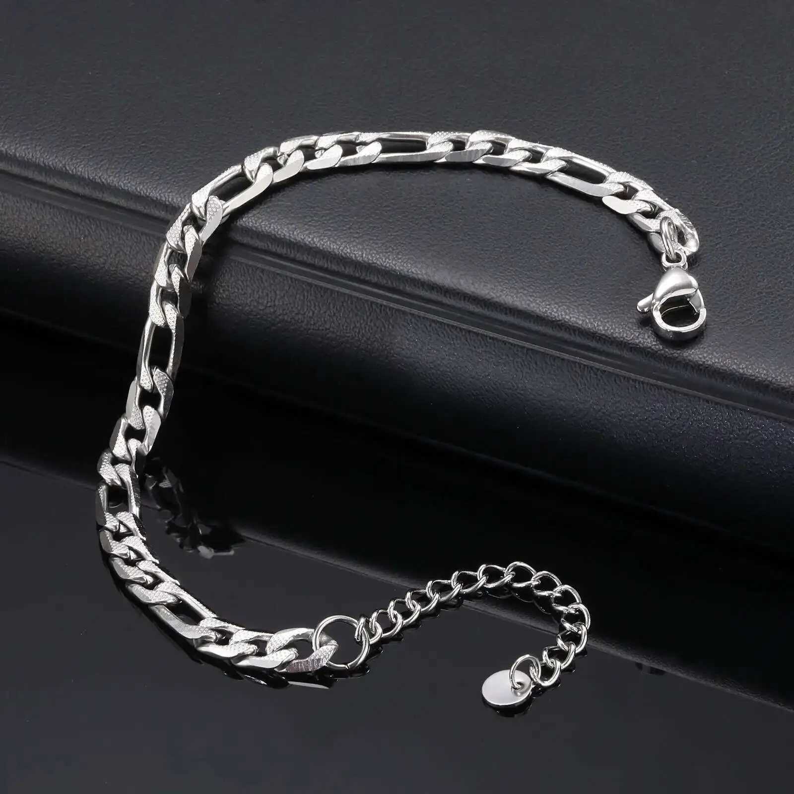 Prjewel never fades waterproof stainless steel Figaro Ks mens fashion pattern chain simple casual mens jewelry bracelet Y250329