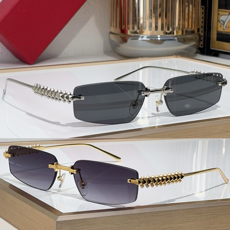 Luxury Sunglasses Vintage Womens Clash Sunglasses 0544 Frameless Designer Sunglasses Small Rectangle Sun Glasses UV400