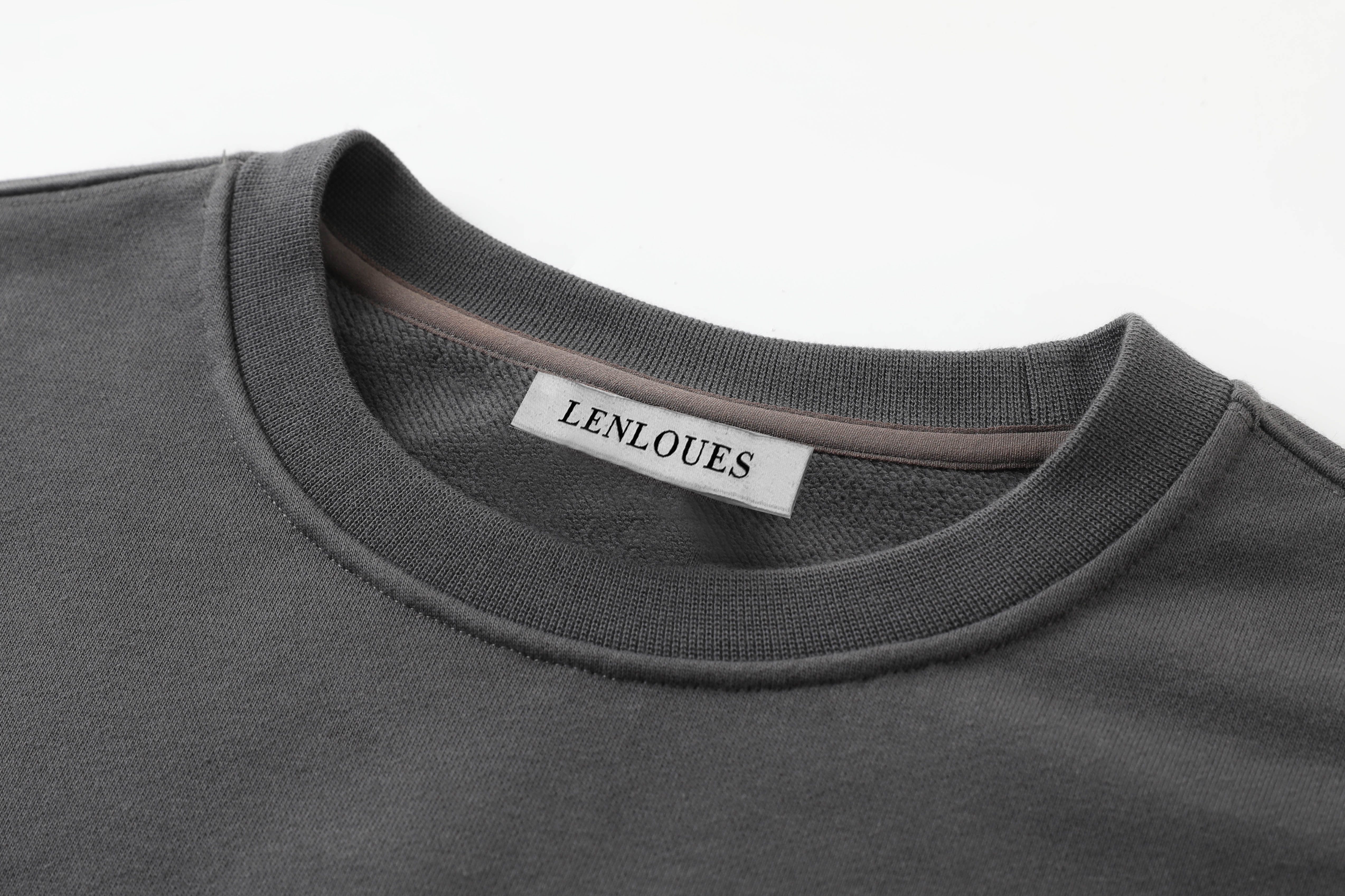 Men's Oversized Charcoal Gray Sweatshirt by LENLOUES - Crew Neck Branded Design, Comfortable Daily & Outdoor Wear Top LNS-1011