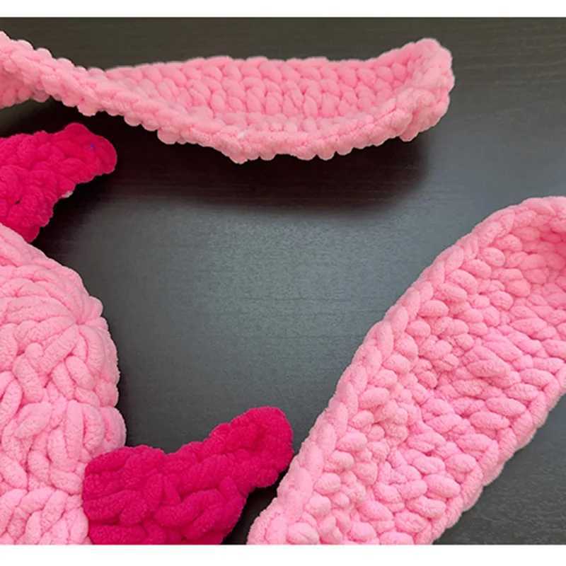 Unisex Autumn Winter Handmade Crochet Knitted Hat Soft Warm Long Ear Beanie Hat Men Women Casual Y2K SkullCap Hats Ski CapsXJ251101