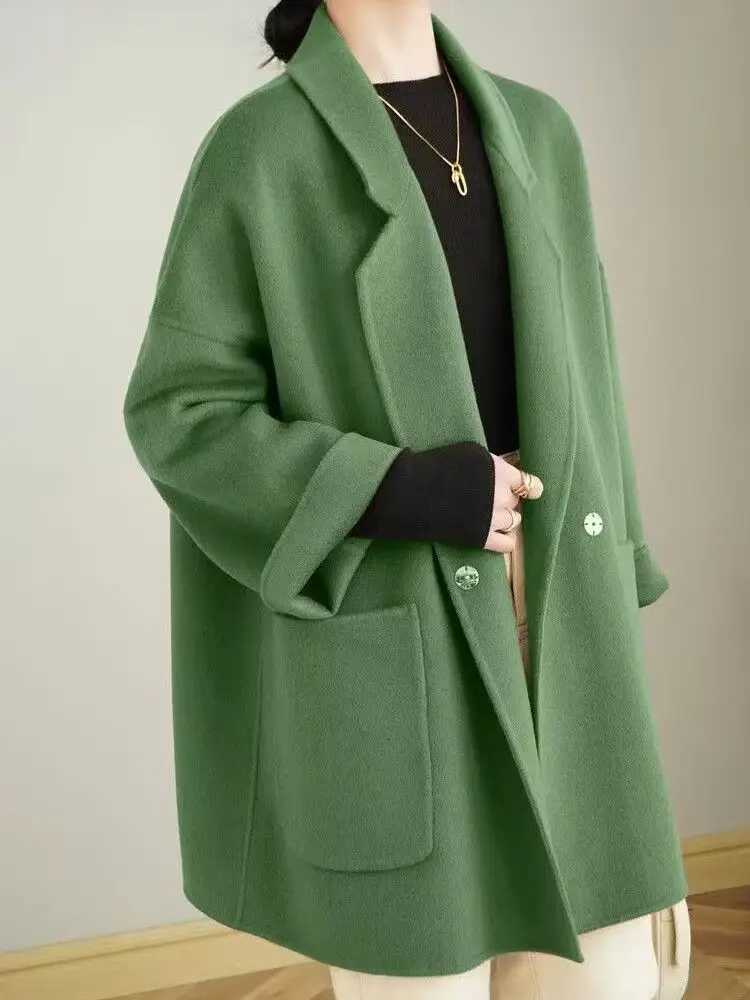 Fashion Wool DoubleSided Cashmere Coat WomenS Autumn And Winter Suit Collar HighEnd Loose Woolen CoatT251101