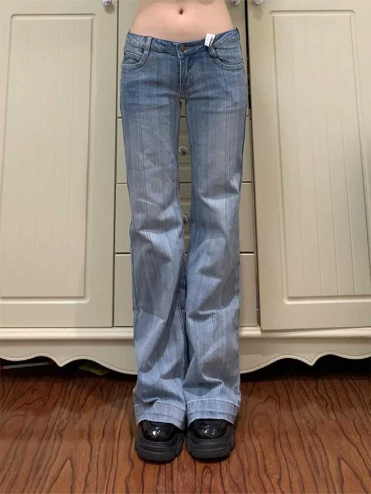2025 Autumn Winter Women Vintage 2000s Low Rise Flare Denim Pants Y2k Japanese Streetwear Bootcut Jeans Baggy Bell Bottom New In J251031