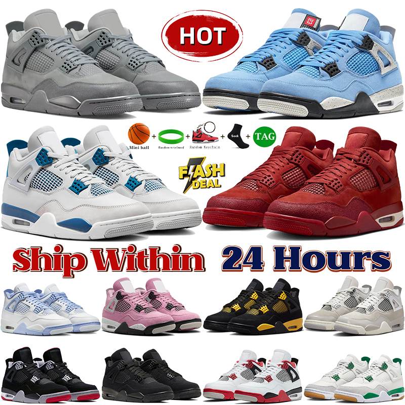 Local Warehouse mens 4 basketball shoes 4s shoes womens outdoor sports sneakers white red cement Navy Military Blue bred reimagined brick by brick designer trainers
