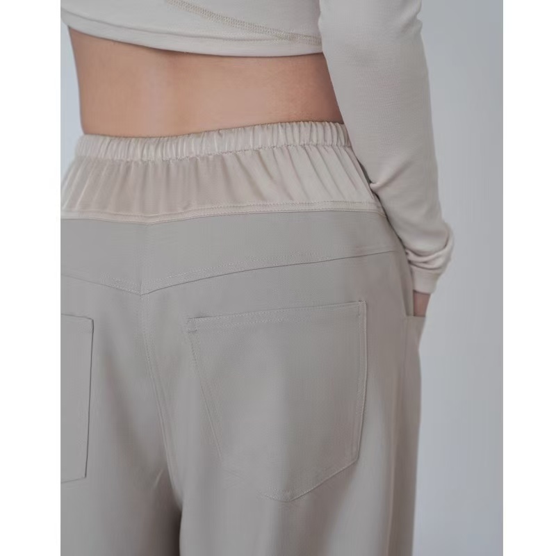 Women Yoga Wear Causal Trouser Joggers Jogging Straight Wide Leg Pants Long High Waist Training Strap Pants