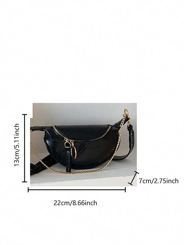 Designer bag 2025 Wens Black Waist Bag with Chain Fi Casual Daily Cmuting Crossbody Bag Versatile Small Bag for All Seass Y251101
