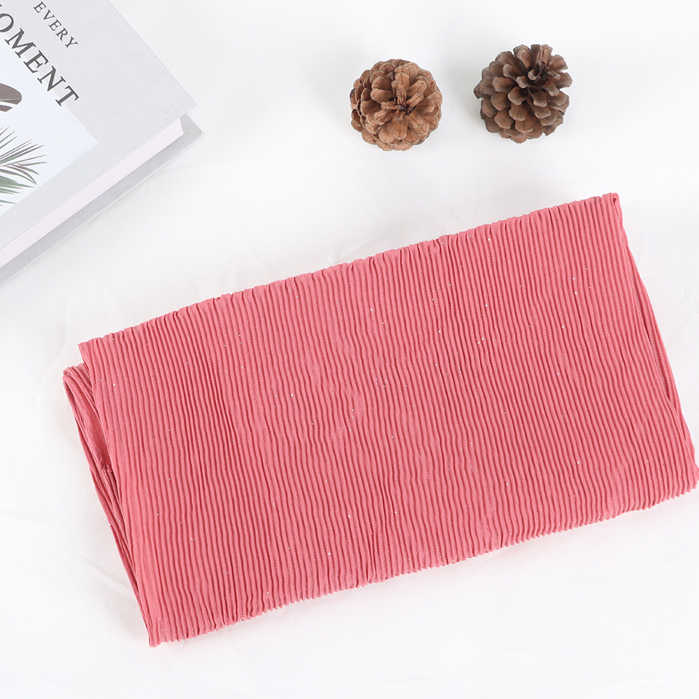 K280 Factory direct sales, cross-border supply, new style wrinkled composite silk scarf, autumn and summer ladies gold sprinkled pleated headscarf