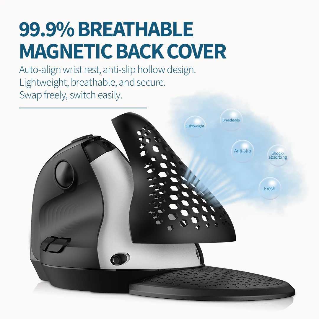 Delux M618XSD Seeker Ergonomic Vertical Mouse with OLED Screen 4000DPI Rechargeable 1000mA Removable Back Cover For Computer X251101