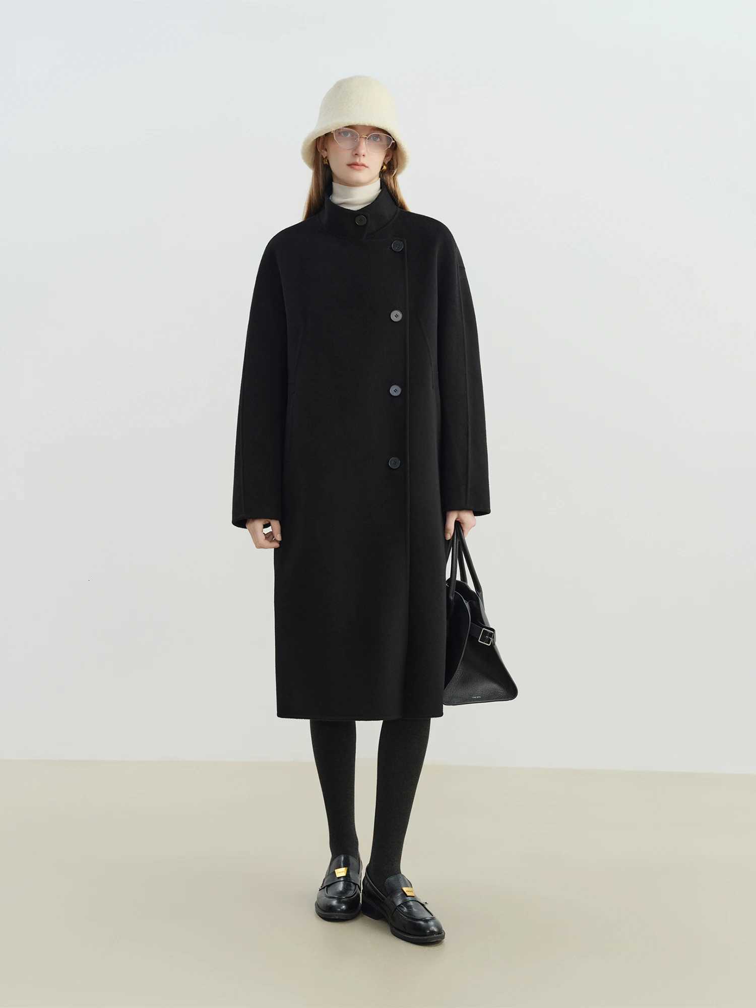 ZIQIAO New Year Red Doublefaced Woolen Coat for Women Kneelength Loose Single Breasted 2025 New Wool Coat TemperamentT251101