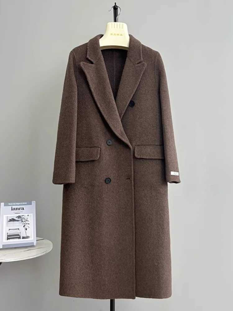 Double Sided Woolen Coat Korean 2Piece Set New High Quality Long Blazer JacketVest Fashion Loose Office Suit Wool Coats WomenT251101