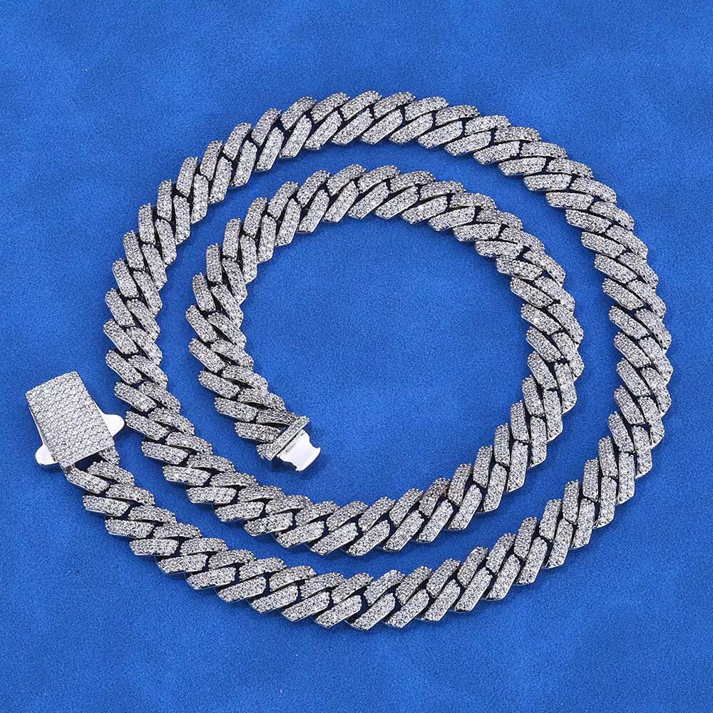 Drop Shipping Round Brilliant Cut GRA Certified Iced Out 8mm Silver VVS Moissanite Thin Miami Cuban Link Chain Necklace