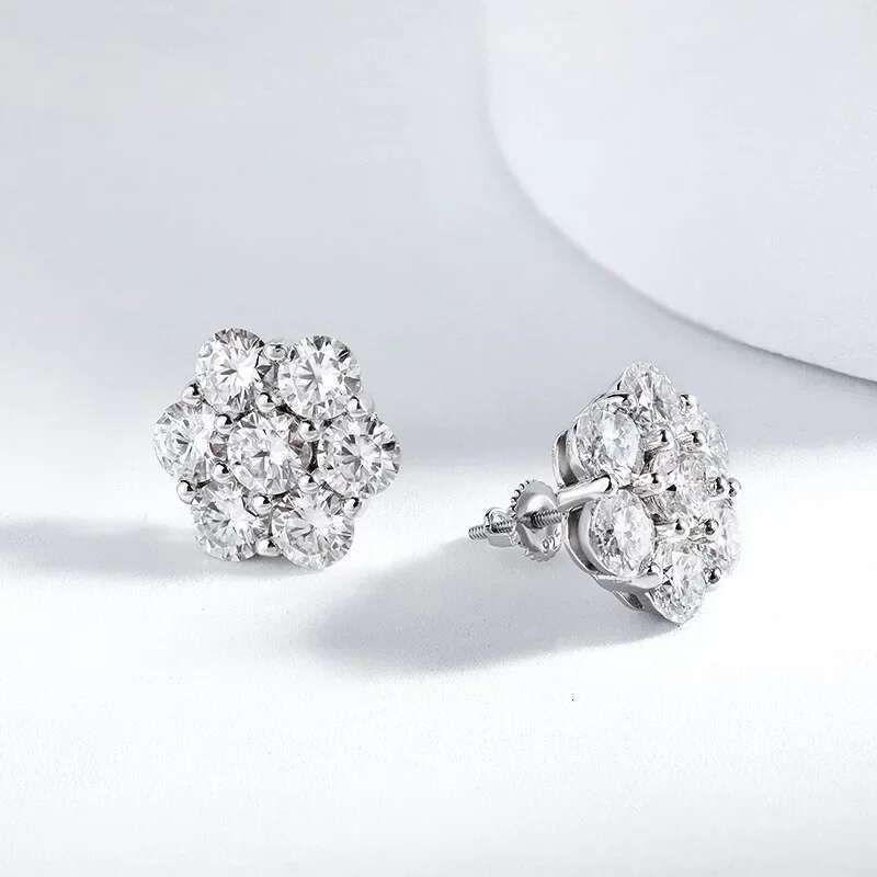 7cttw Full Moissanite Earrings Sterg Sier wer Shape Dia D Color VVS1 Ear Studs Wedding Jewelry Gifts Certificate