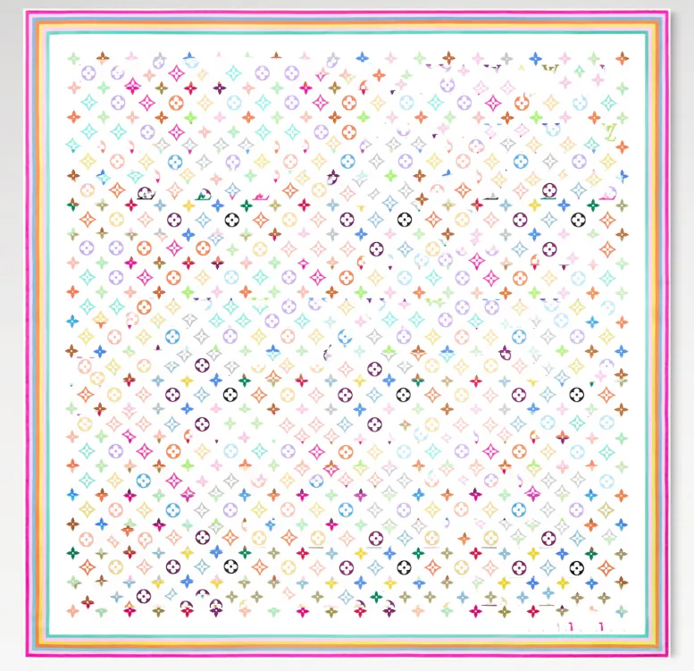 M94967 90*90cm 25ss Designer Silk Scarf V Women's shawl 100% mulberry silk 18 m double-sided two-color printed twill spring and summer scarf pattern