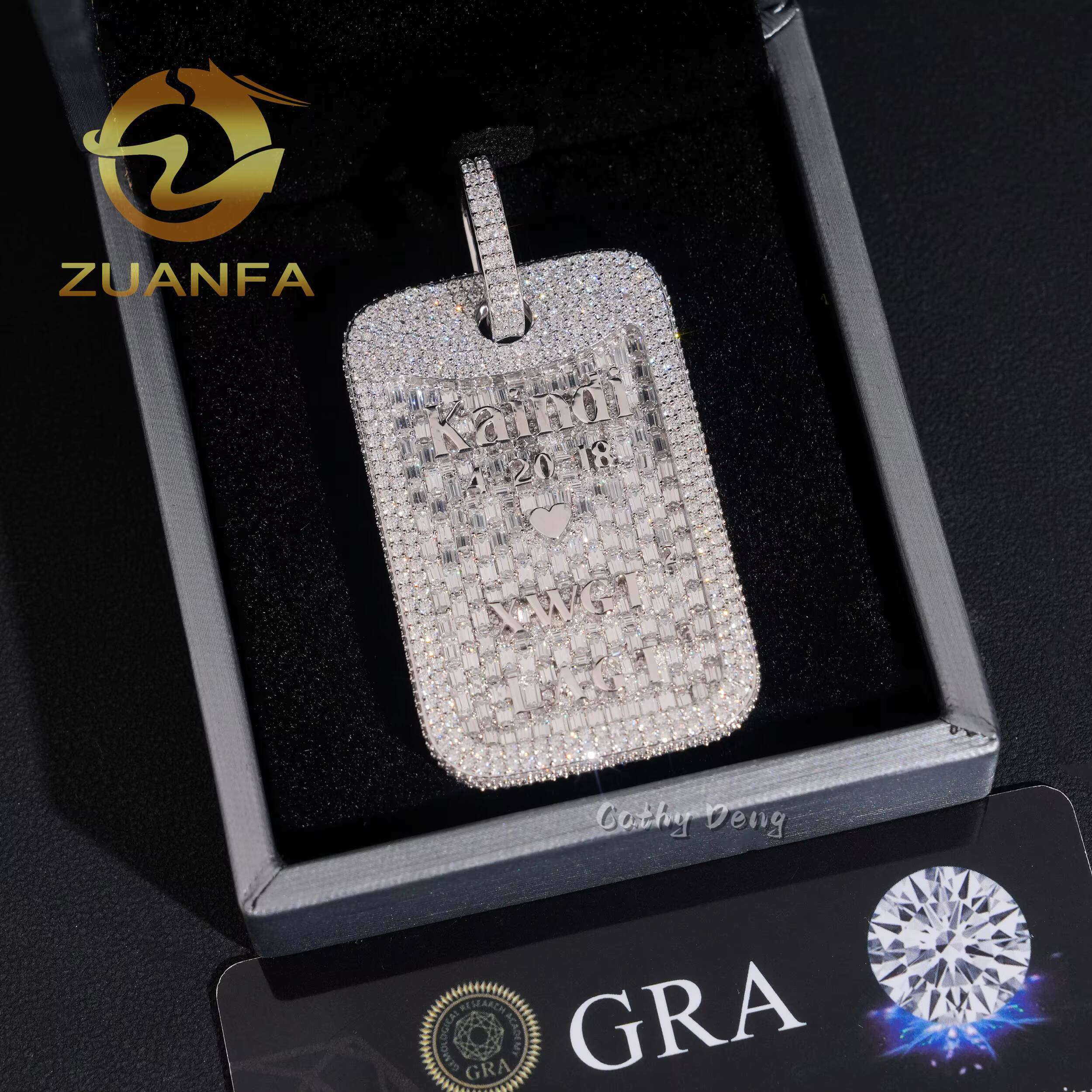 Hip Hop Pendant Moissanite Hip Hop Jewelry Iced Out Dog Tag Pendant 925 Silver Moissanite Pendant With Letter