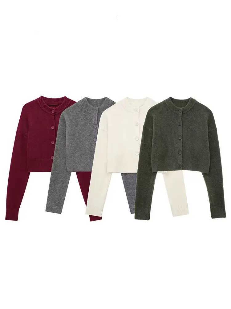 Womens Fashion Cardigan Knitted O Neck Long Sleeves Slim Short Sweater Female Buttons Wild Basic Outerwear Woman TopsT251101
