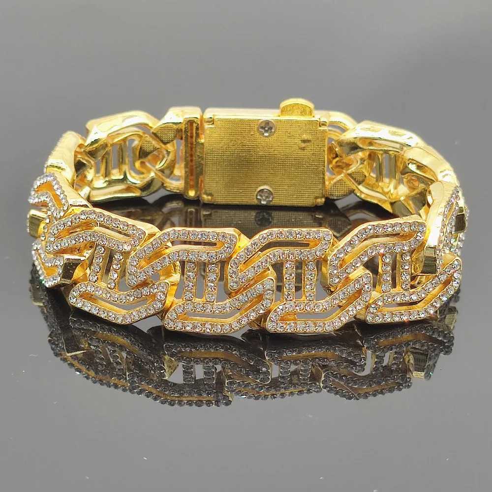 Mens Bracelet 16mm Prong Baguette Curb Chain High Quality Ice Cube Zirconia Hip Hop Rap Singer Luxury Jewelry Gift Party Y250329