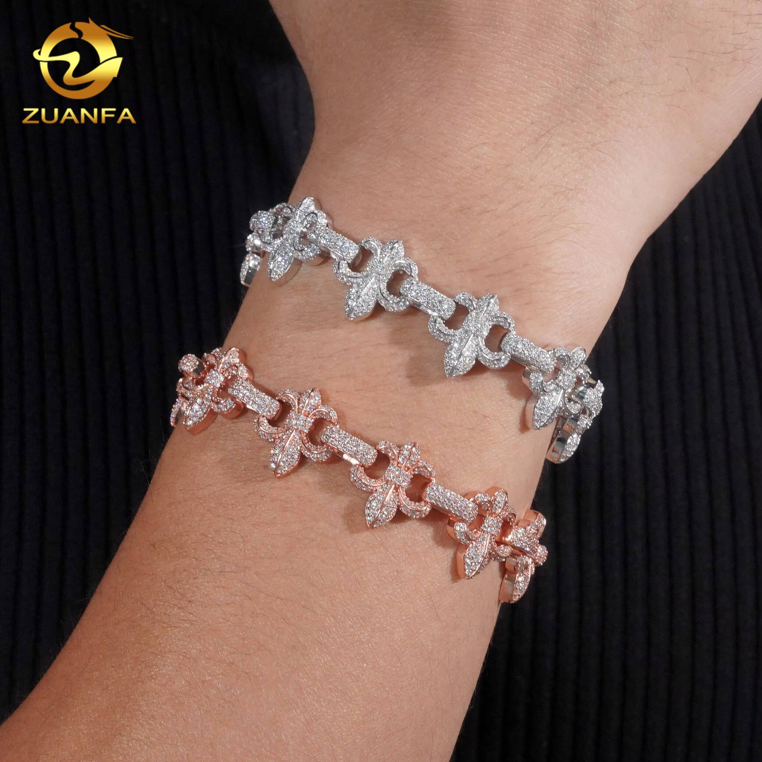 Pass Diamond Tester Hip Hop Jewelry 16mm VVS Moissanite Cuban Bracelet Iced Out 925 Silver Cuban Bracelet Rapper Jewelry